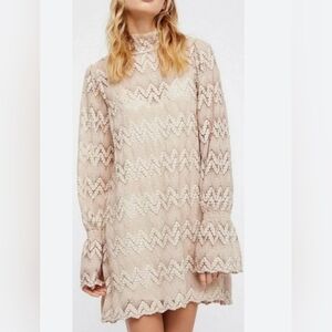Free People Simone Crochet Lace Cream Dress Size Large